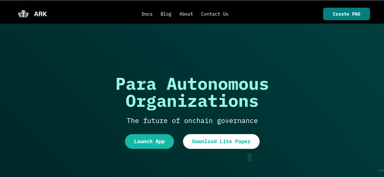 Screenshot of Ark Landing Page project